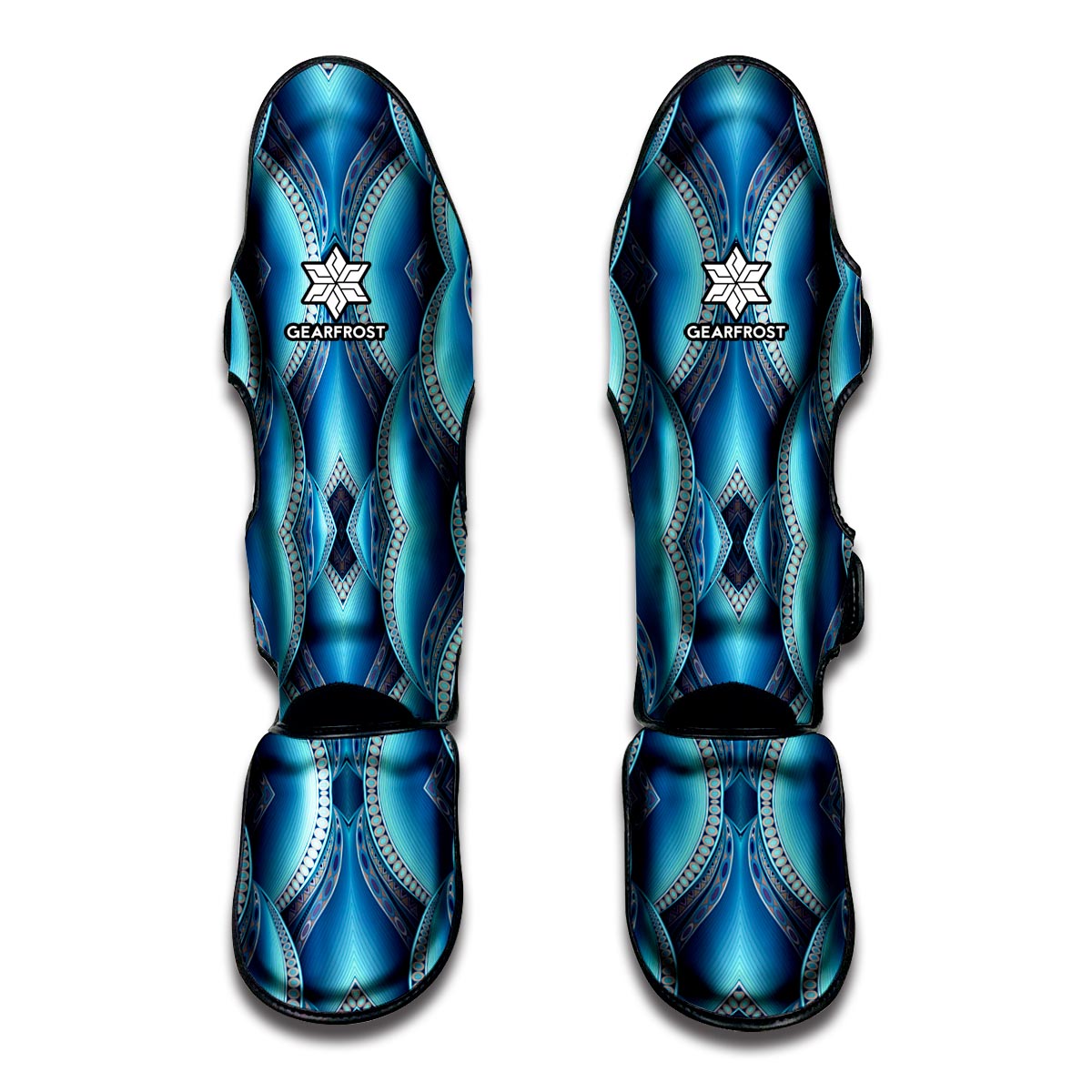 Mandala Waves Bohemian Pattern Print Muay Thai Shin Guards