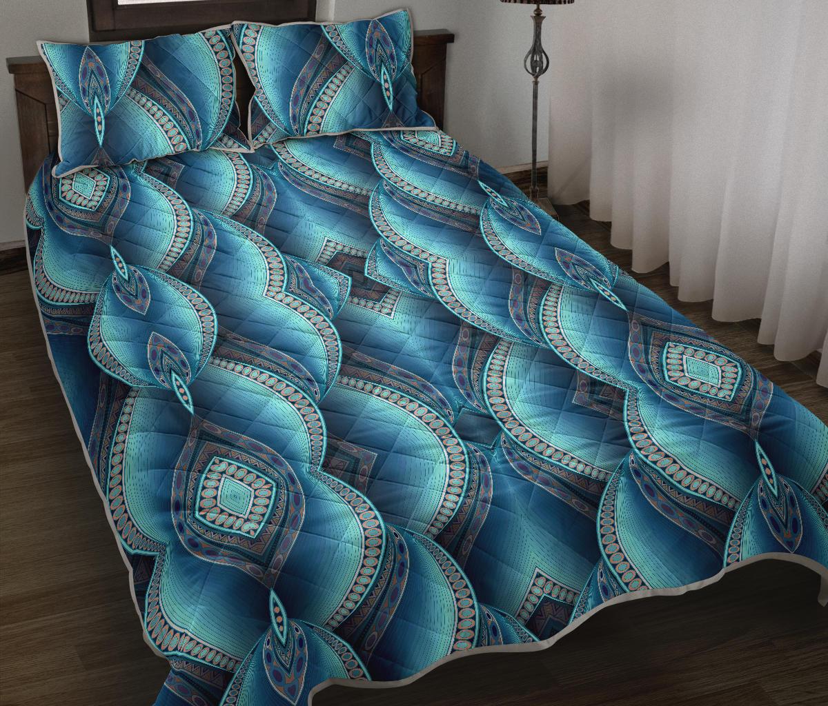 Mandala Waves Bohemian Pattern Print Quilt Bed Set