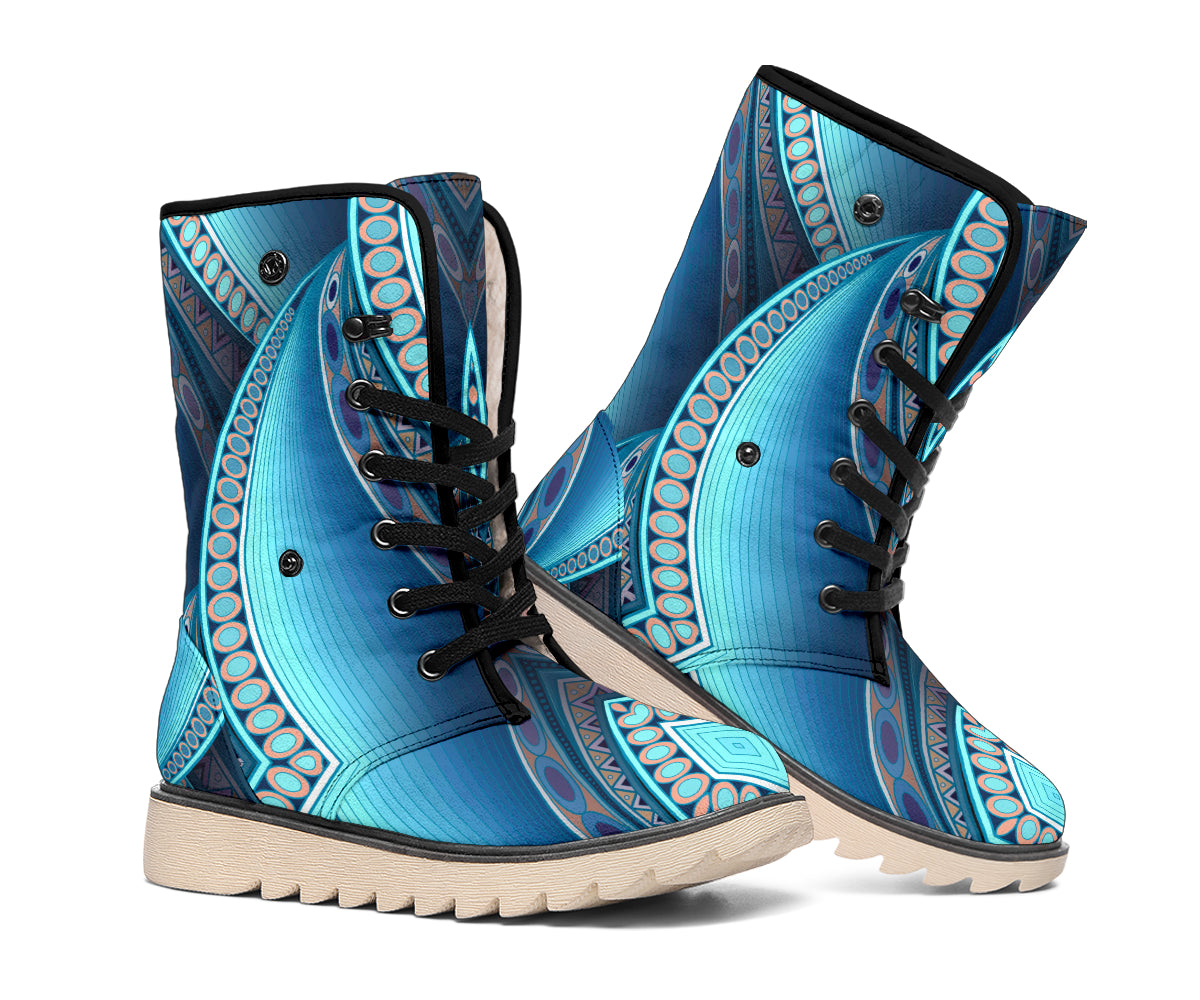 Mandala Waves Bohemian Pattern Print Winter Boots