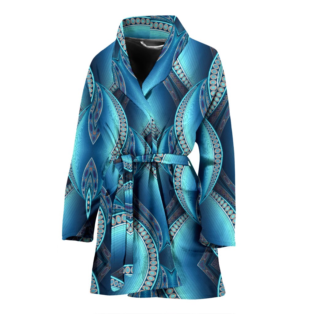 Mandala Waves Bohemian Pattern Print Women's Bathrobe