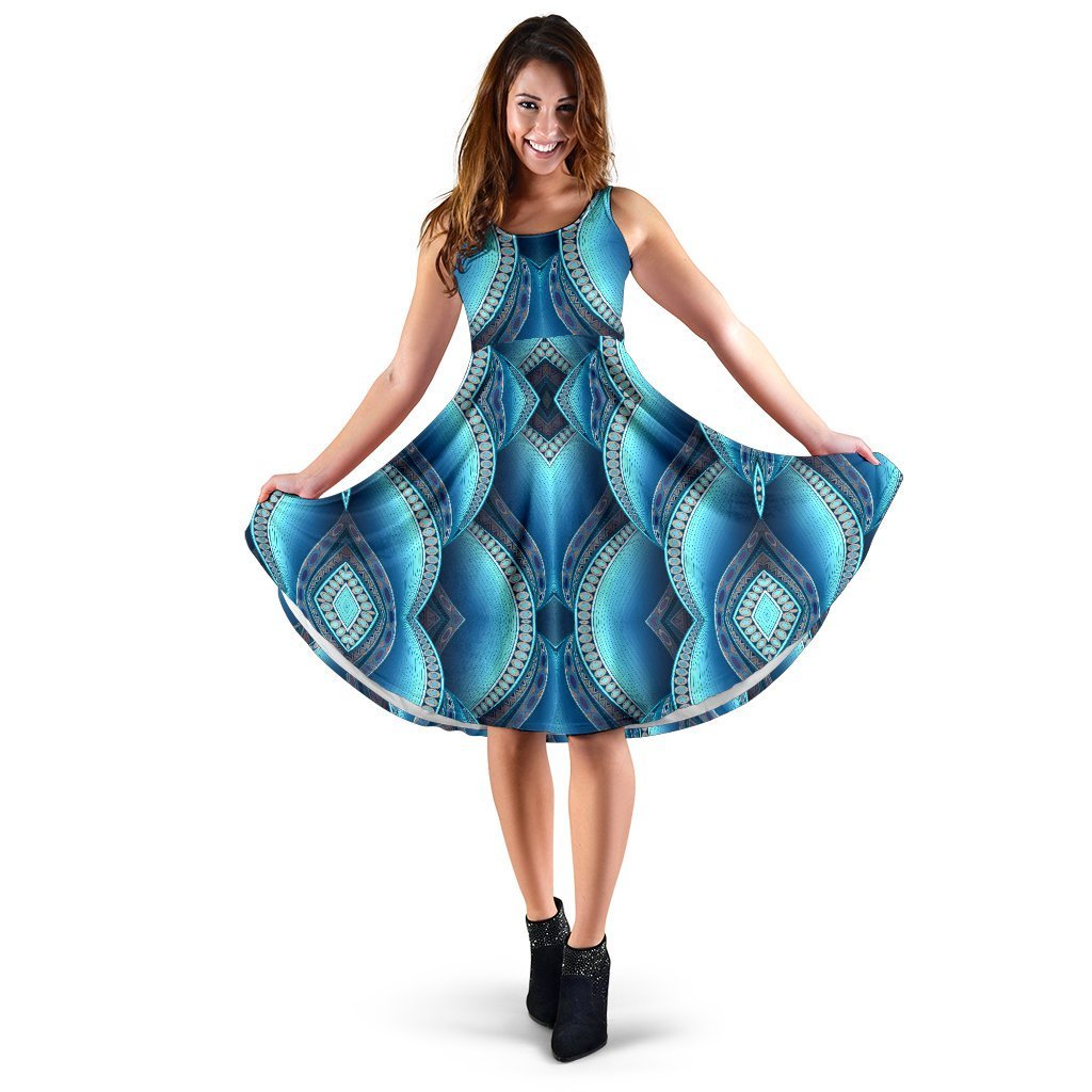 Mandala Waves Bohemian Pattern Print Women's Dress