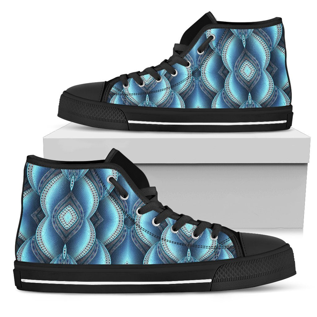 Mandala Waves Bohemian Pattern Print Women's High Top Shoes