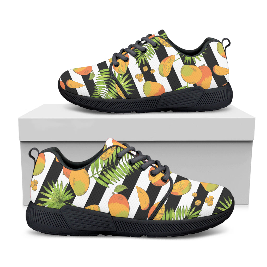 Mango Fruit Striped Pattern Print Black Athletic Shoes