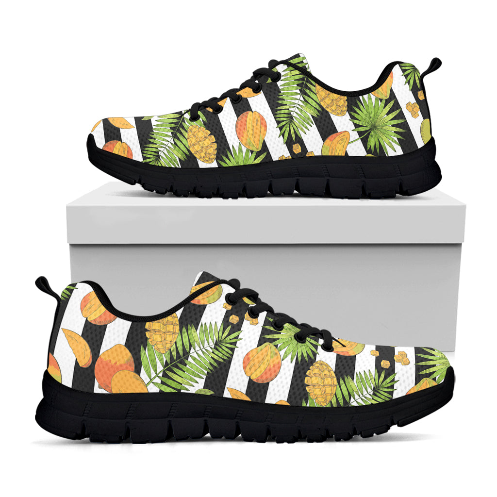 Mango Fruit Striped Pattern Print Black Sneakers