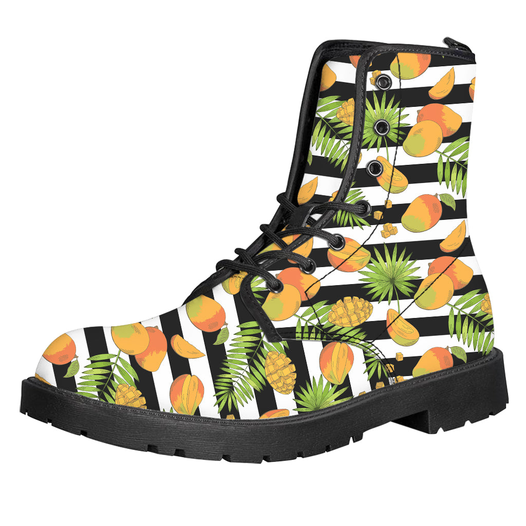 Mango Fruit Striped Pattern Print Leather Boots