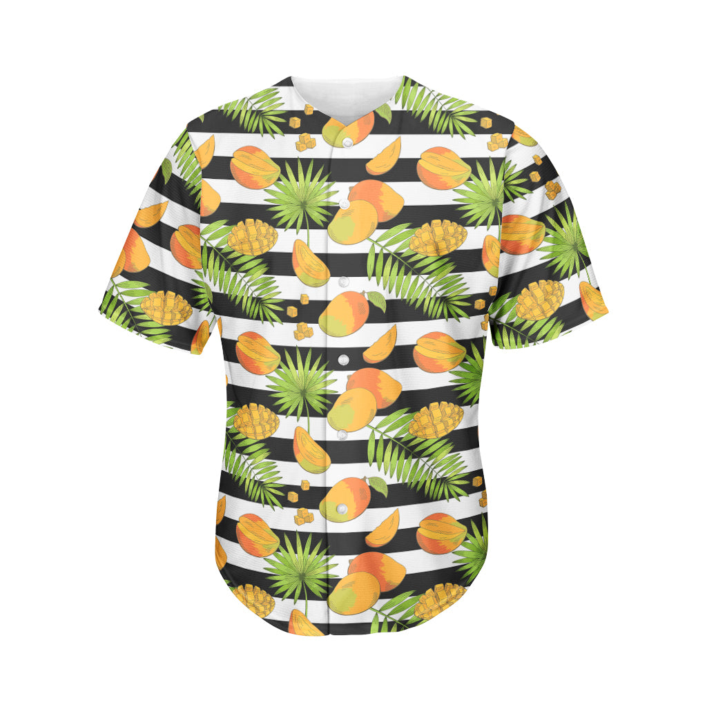 Mango Fruit Striped Pattern Print Men's Baseball Jersey