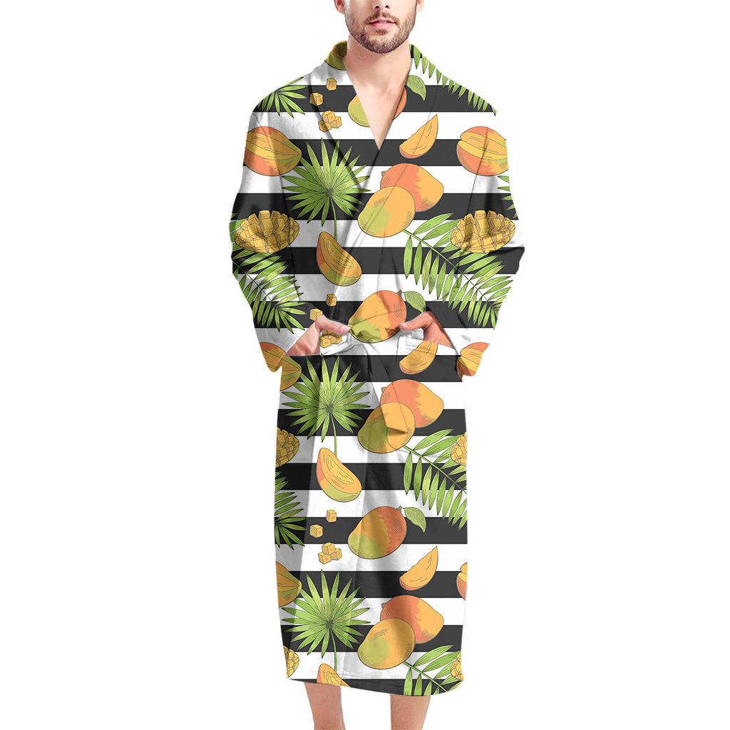 Mango Fruit Striped Pattern Print Men's Bathrobe