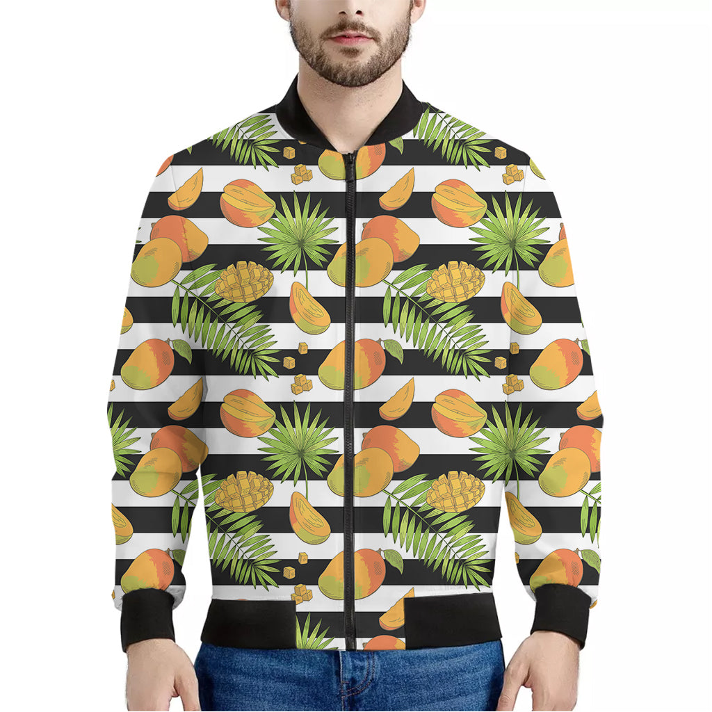 Mango Fruit Striped Pattern Print Men's Bomber Jacket