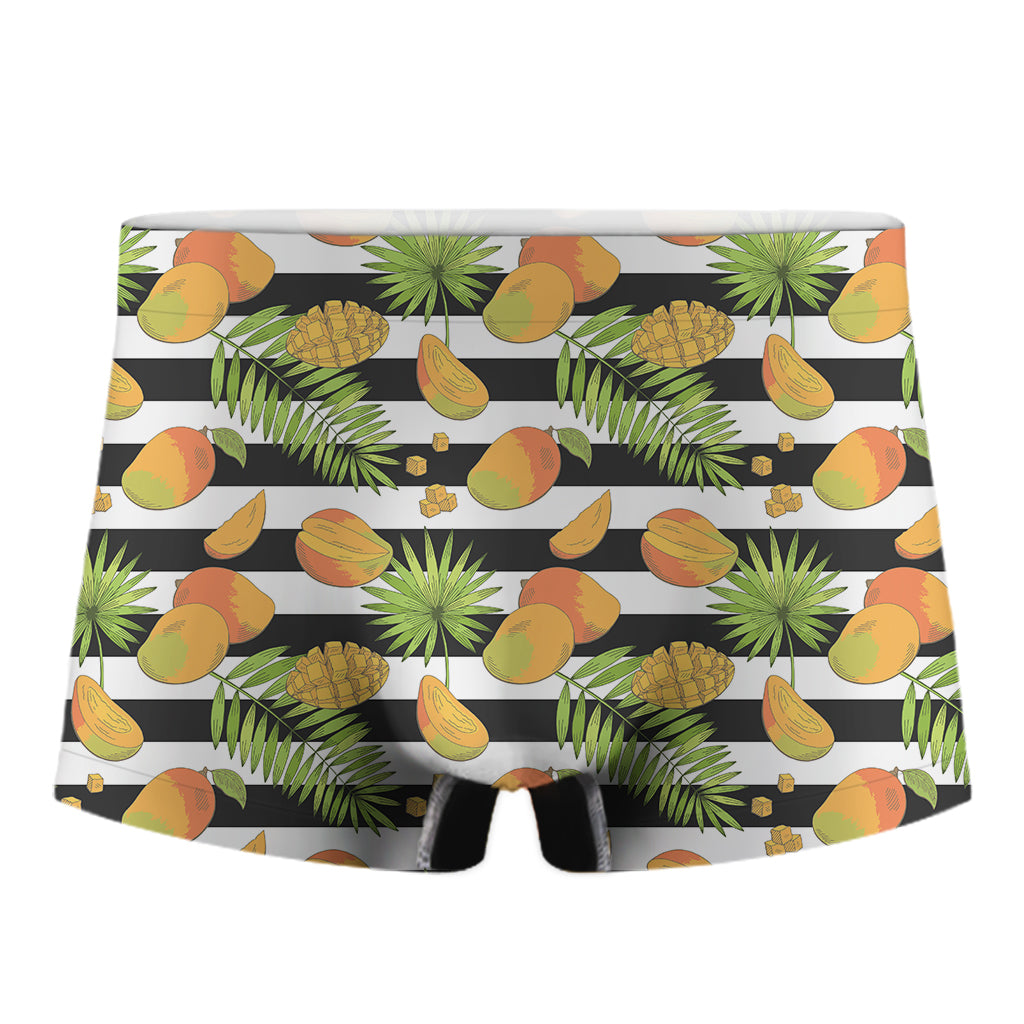 Mango Fruit Striped Pattern Print Men's Boxer Briefs