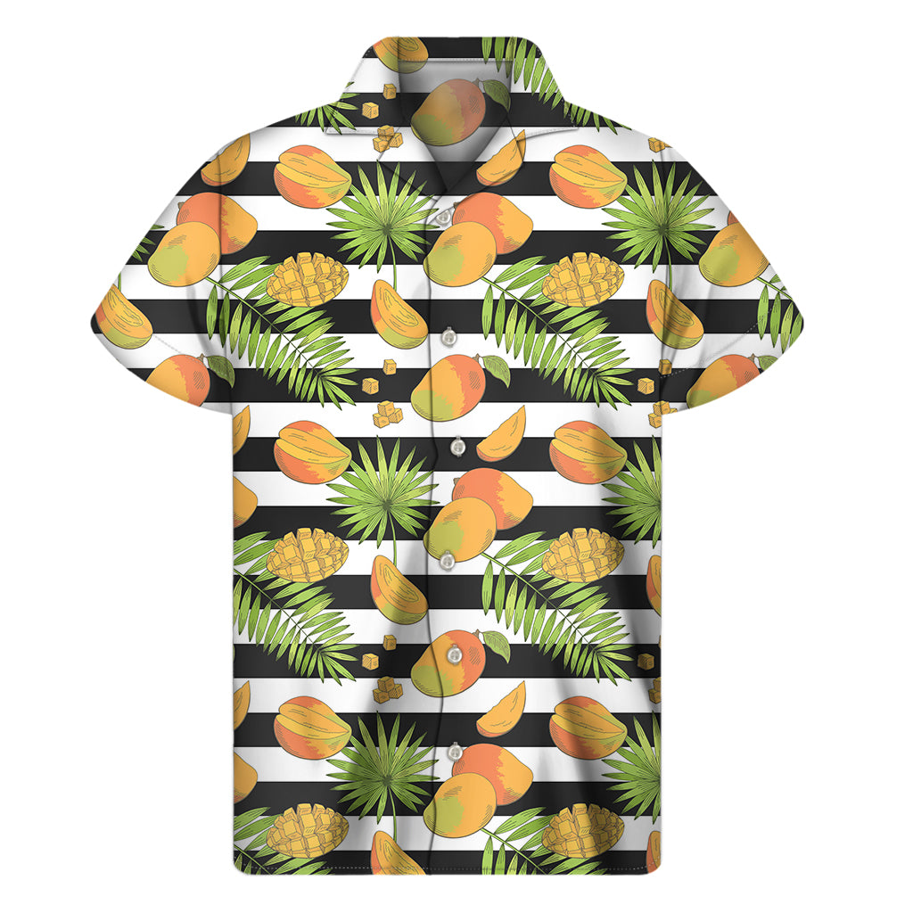 Mango Fruit Striped Pattern Print Men's Short Sleeve Shirt