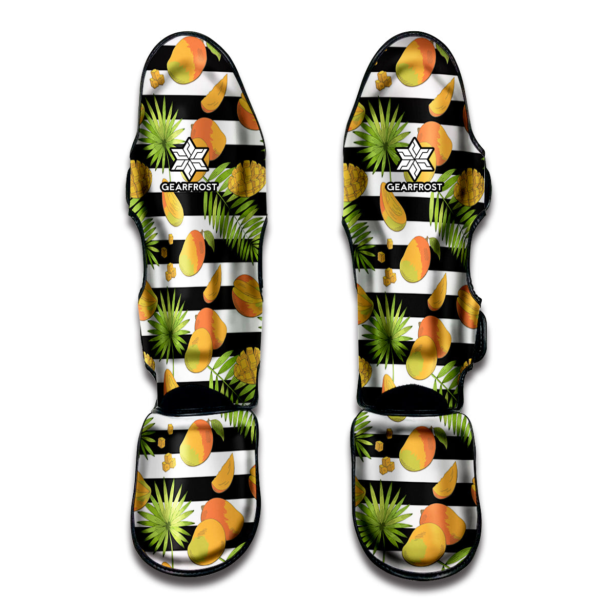 Mango Fruit Striped Pattern Print Muay Thai Shin Guards