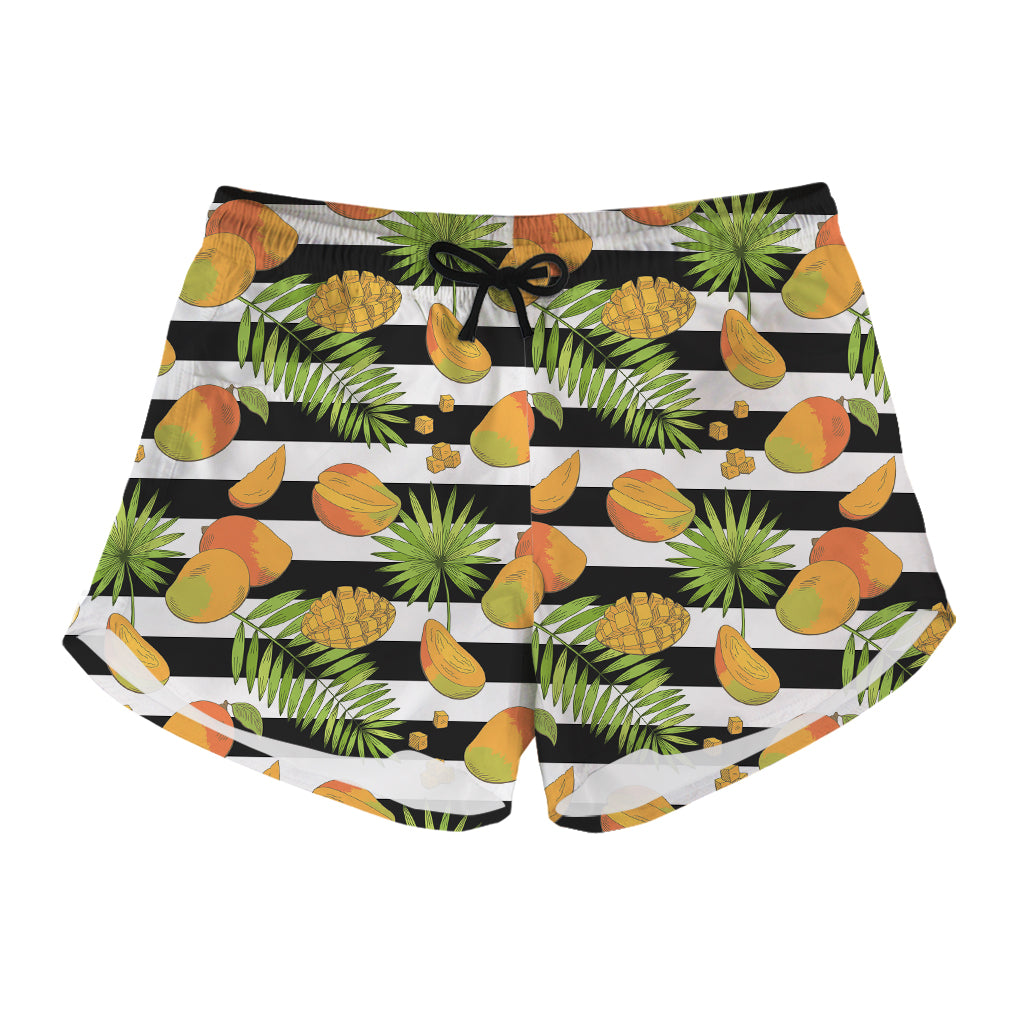 Mango Fruit Striped Pattern Print Women's Shorts