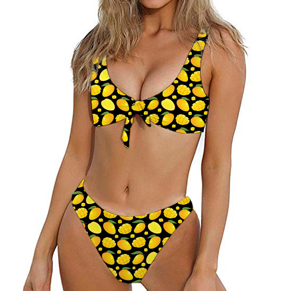 Mango Pattern Print Front Bow Tie Bikini