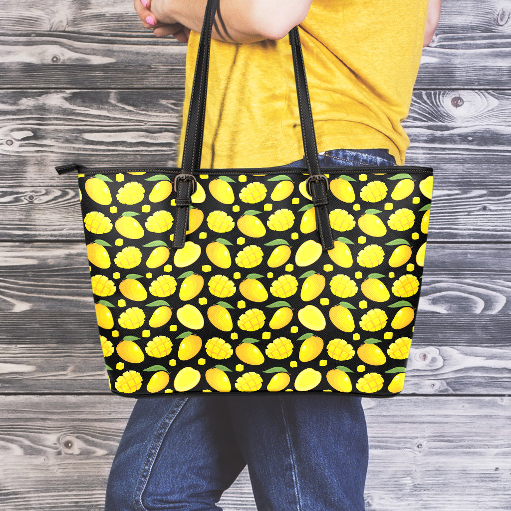 Mango Pattern Print Leather Tote Bag