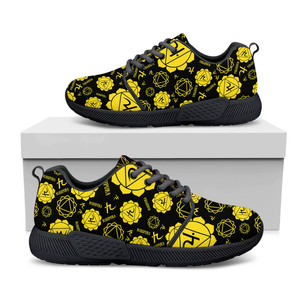 Manipura Chakra Pattern Print Black Athletic Shoes