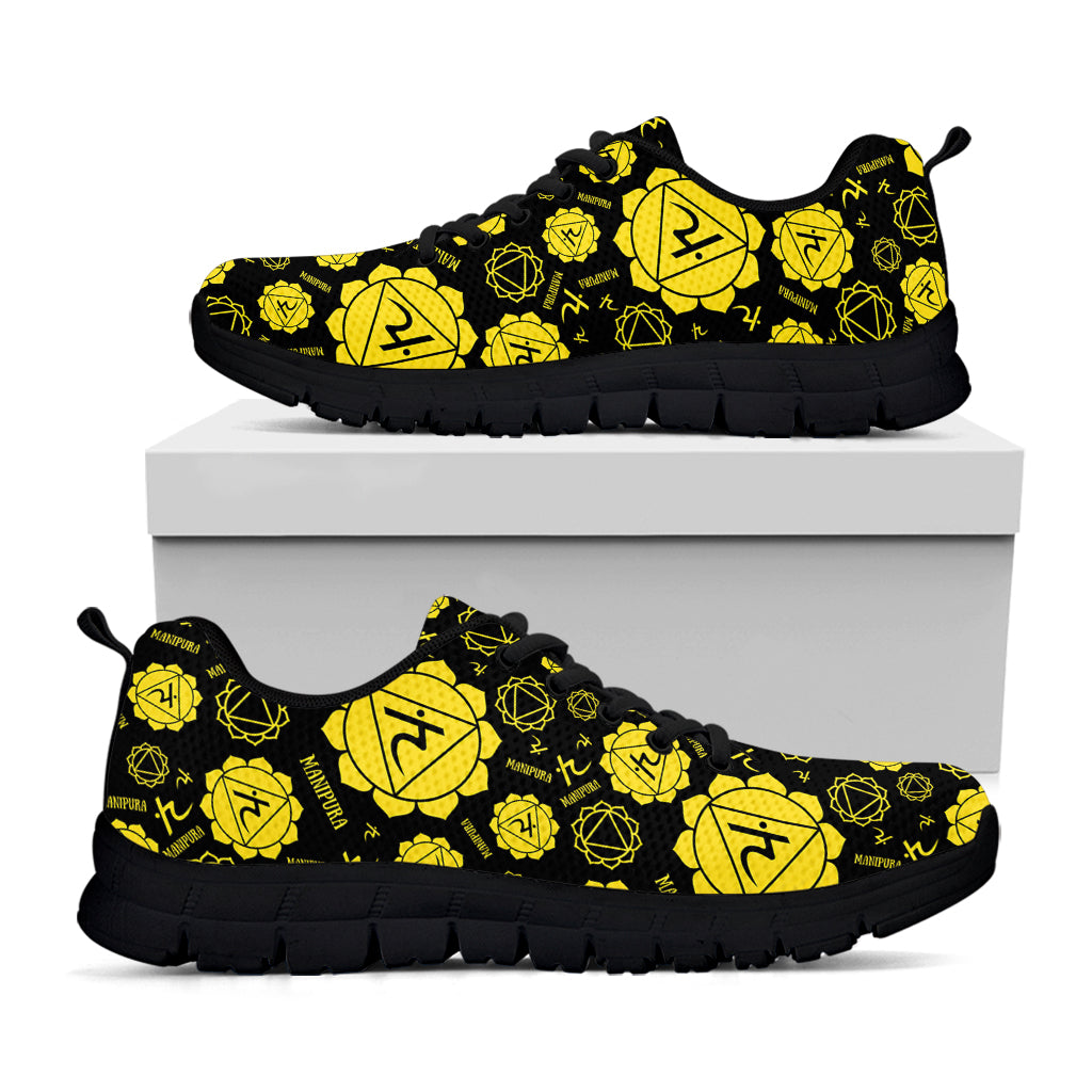 Manipura Chakra Pattern Print Black Sneakers