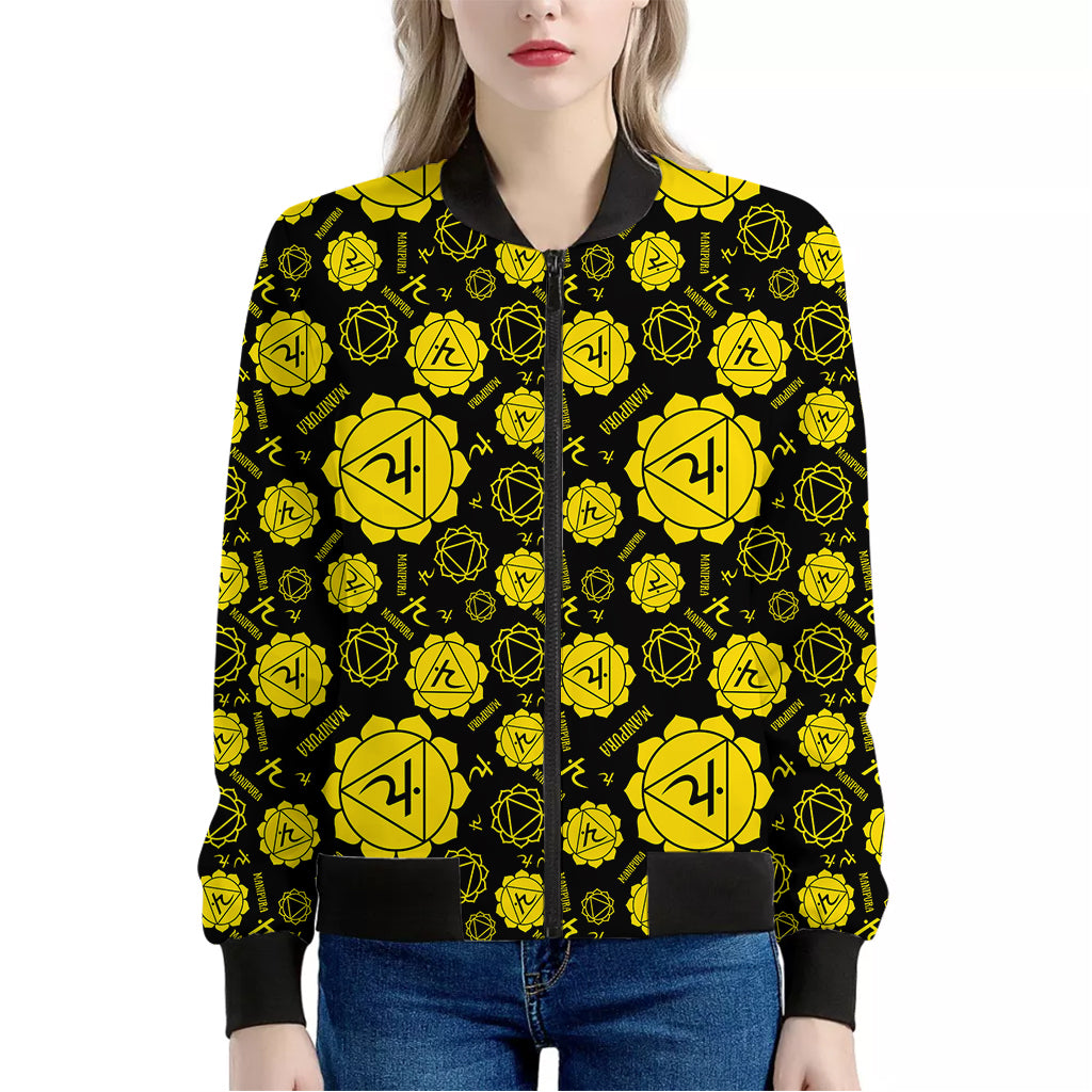 Manipura Chakra Pattern Print Women's Bomber Jacket