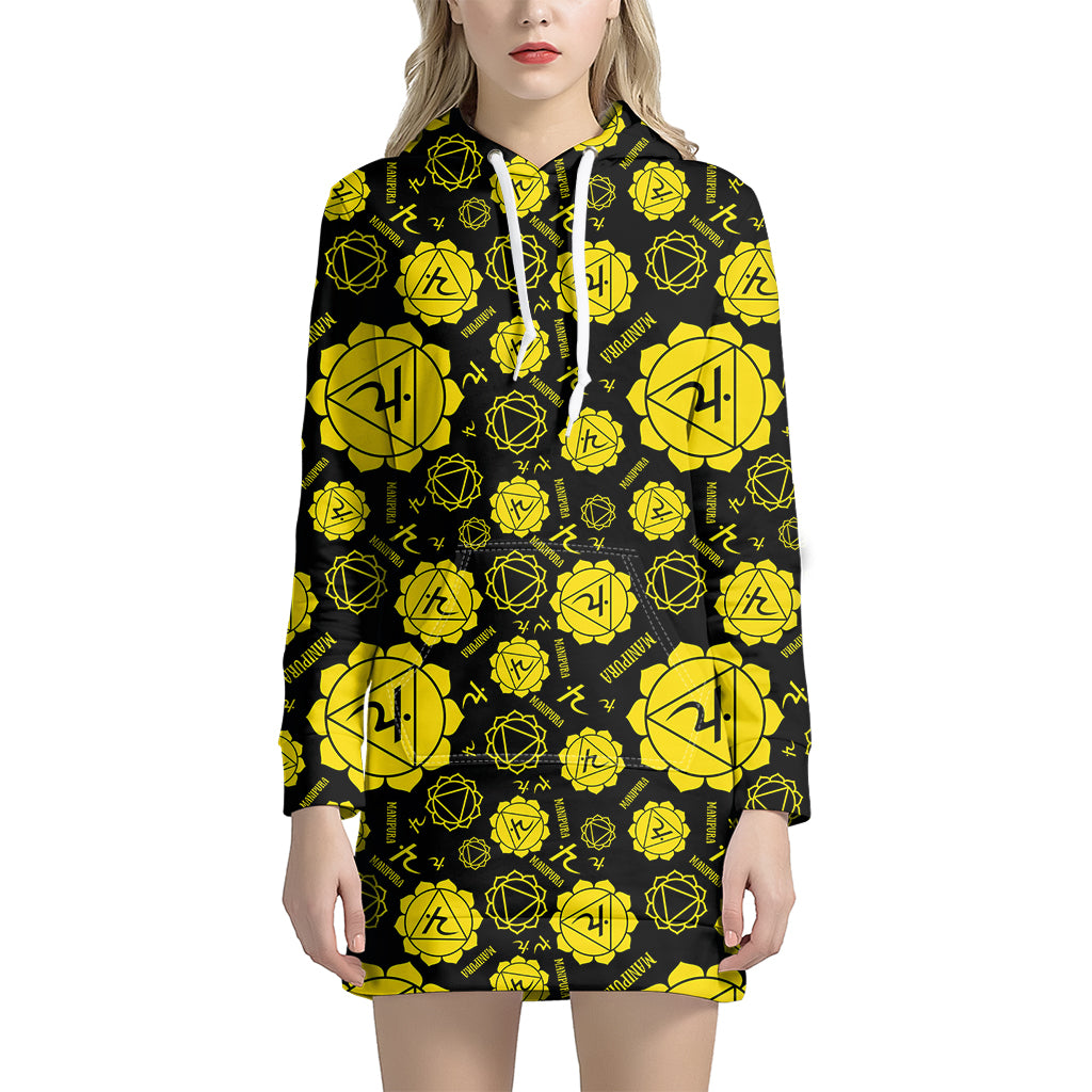 Manipura Chakra Pattern Print Women's Pullover Hoodie Dress