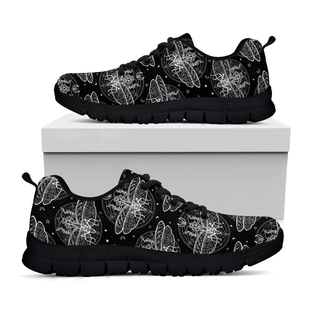 Mantis Spirit Animal Pattern Print Black Sneakers