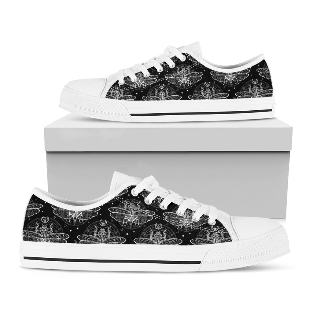 Mantis Spirit Animal Pattern Print White Low Top Shoes