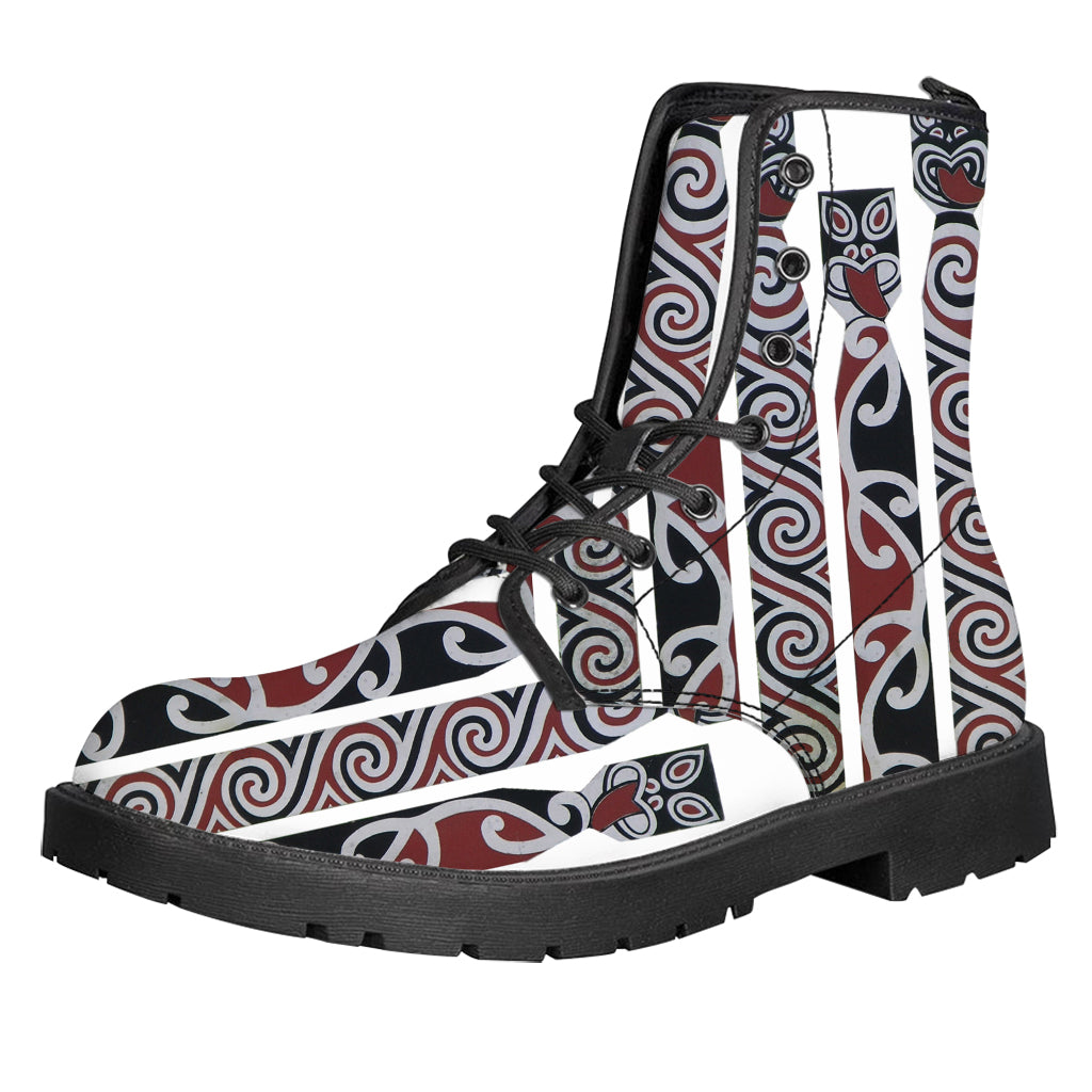 Maori Fence Print Leather Boots