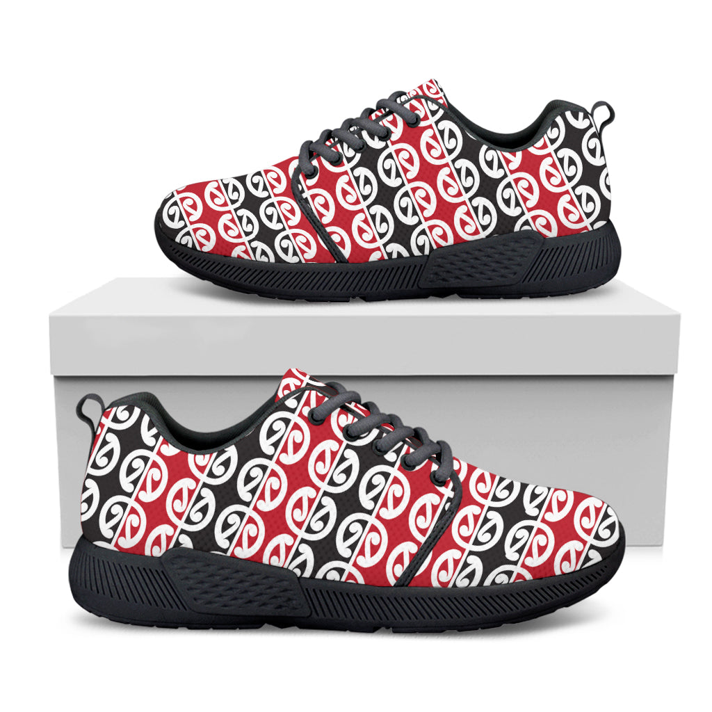 Maori Kowhaiwhai Pattern Print Black Athletic Shoes