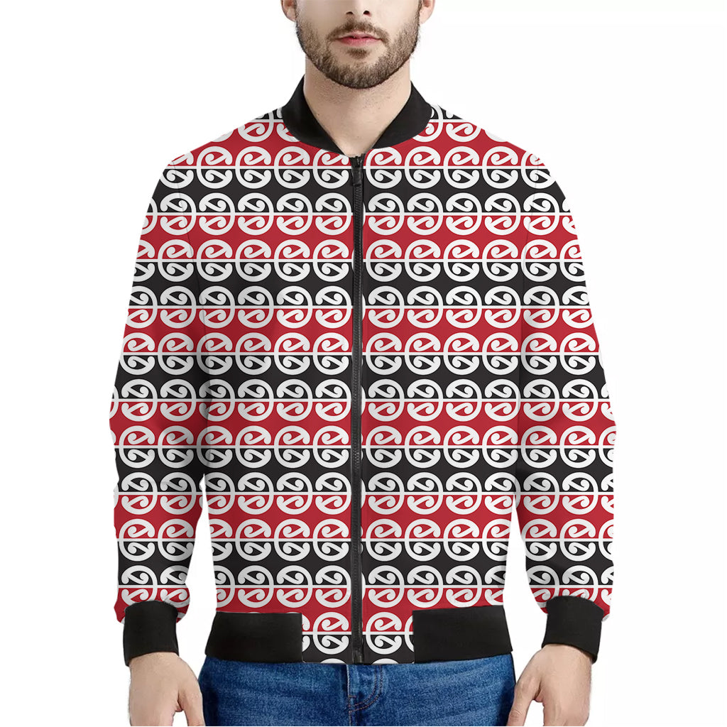 Maori Kowhaiwhai Pattern Print Men's Bomber Jacket