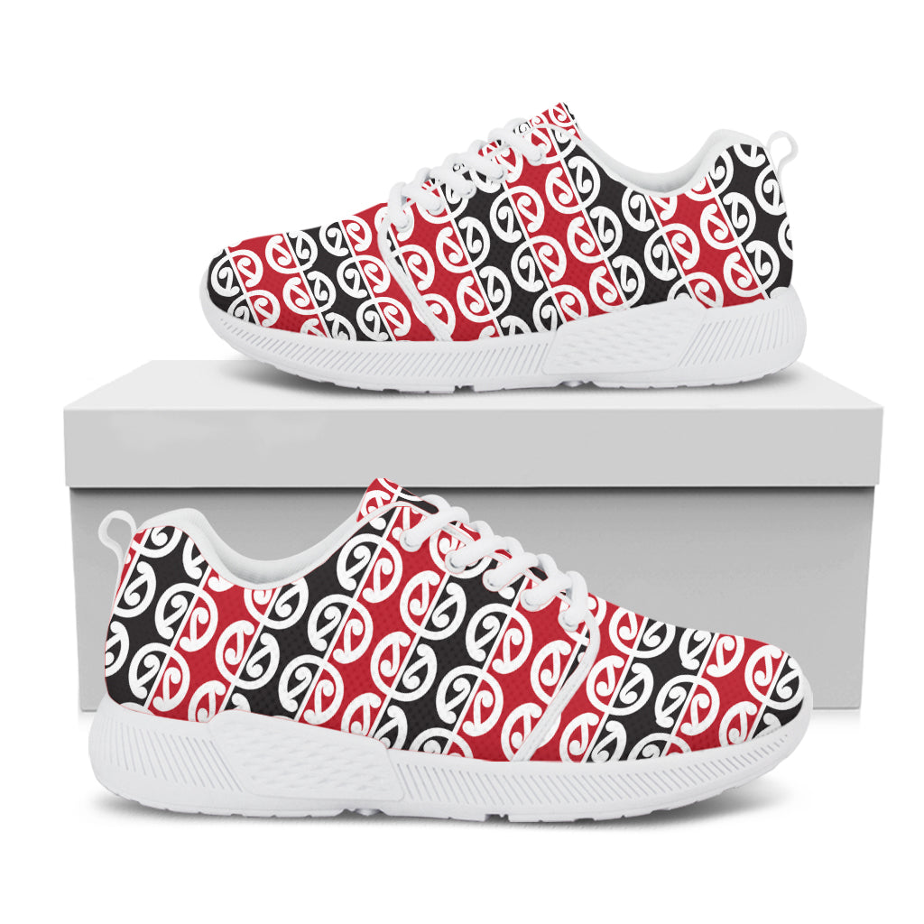 Maori Kowhaiwhai Pattern Print White Athletic Shoes