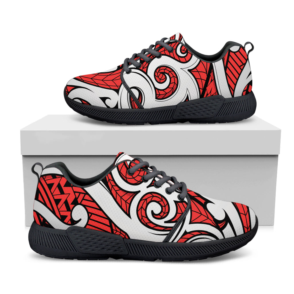 Maori Kowhaiwhai Tribal Polynesian Print Black Athletic Shoes