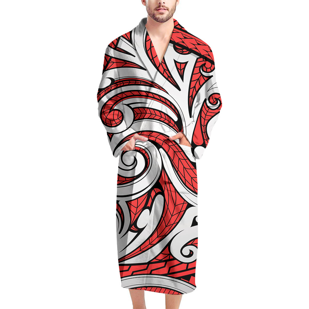 Maori Kowhaiwhai Tribal Polynesian Print Men's Bathrobe