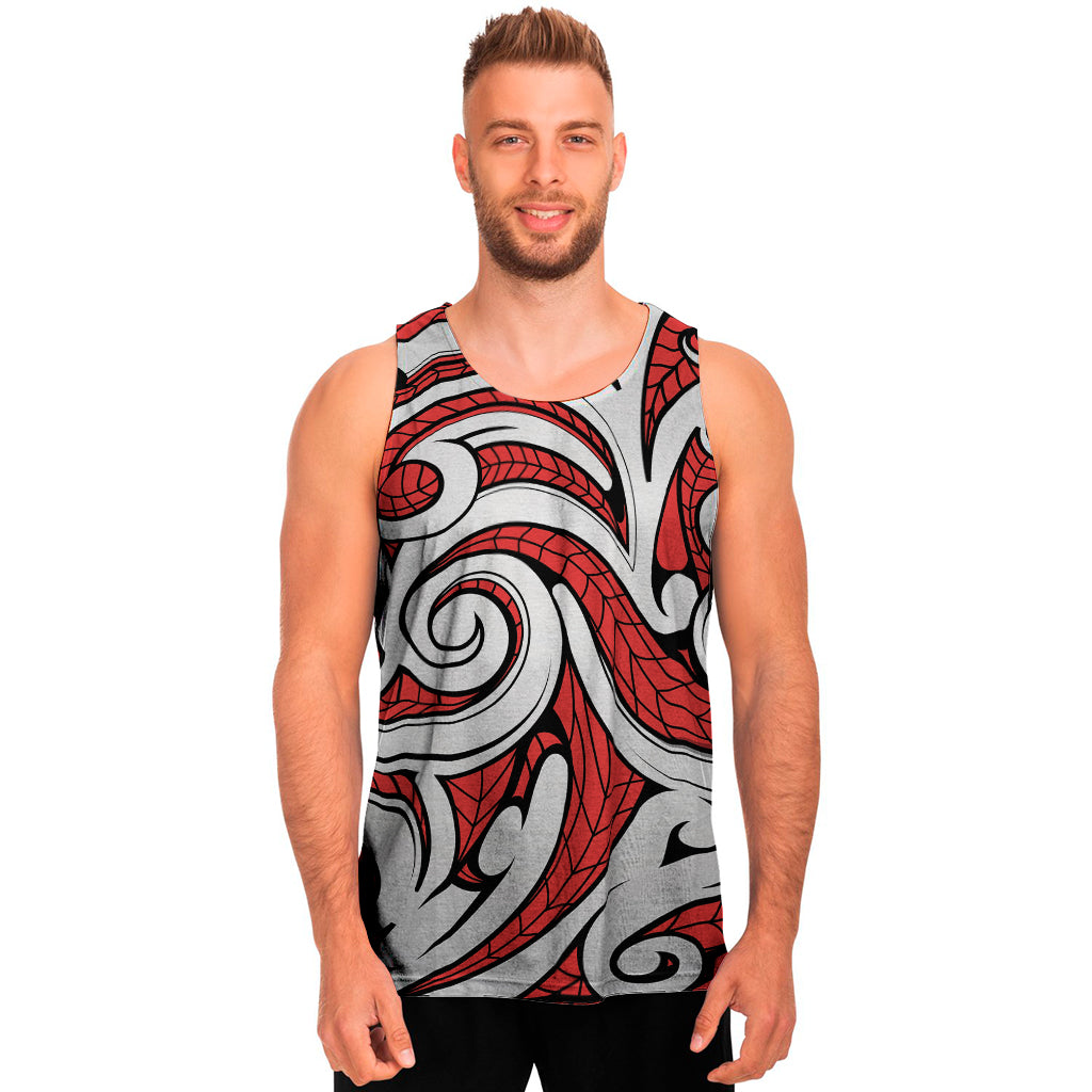 Maori Kowhaiwhai Tribal Polynesian Print Men's Tank Top