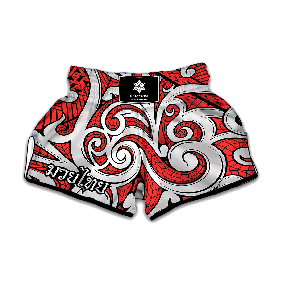 Maori Kowhaiwhai Tribal Polynesian Print Muay Thai Boxing Shorts