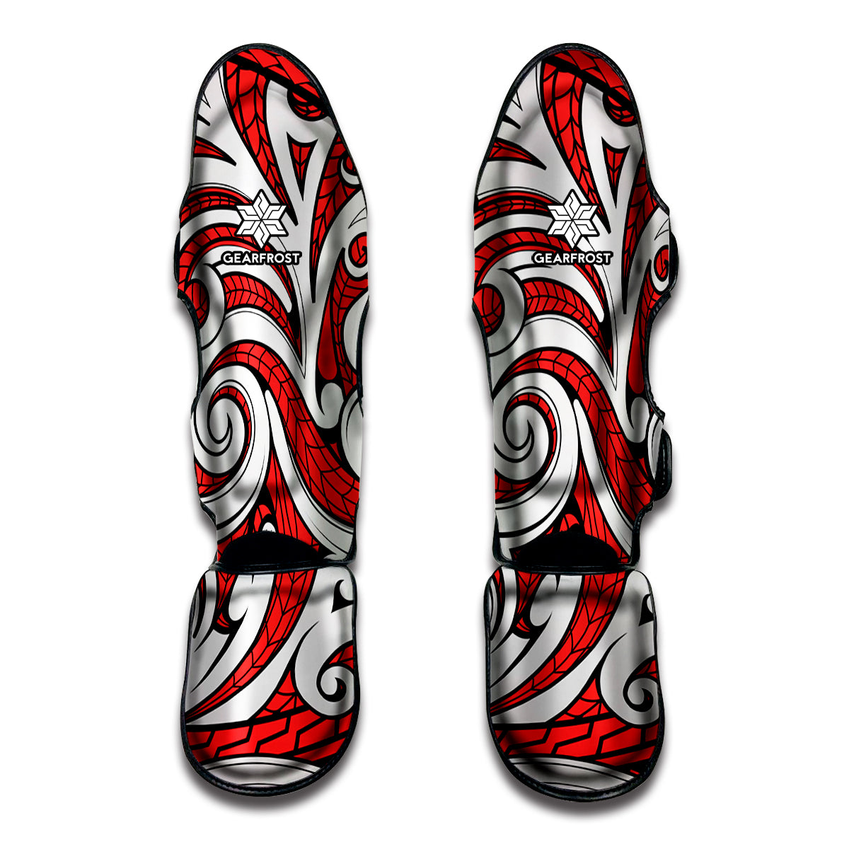 Maori Kowhaiwhai Tribal Polynesian Print Muay Thai Shin Guards