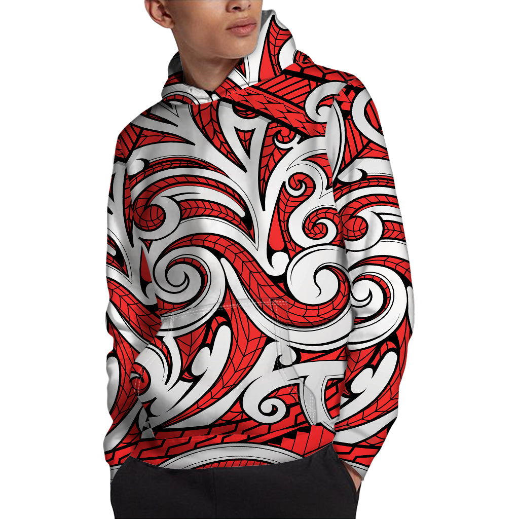 Maori Kowhaiwhai Tribal Polynesian Print Pullover Hoodie