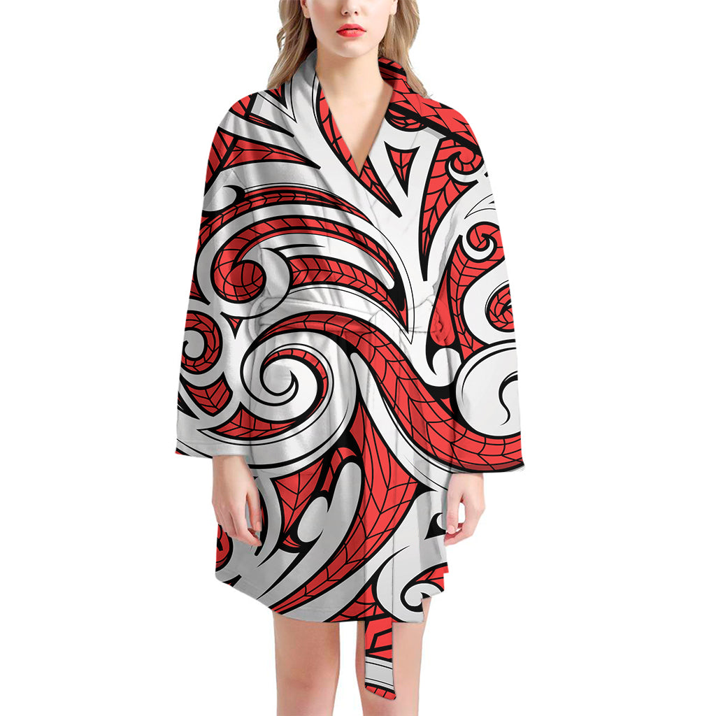 Maori Kowhaiwhai Tribal Polynesian Print Women's Bathrobe