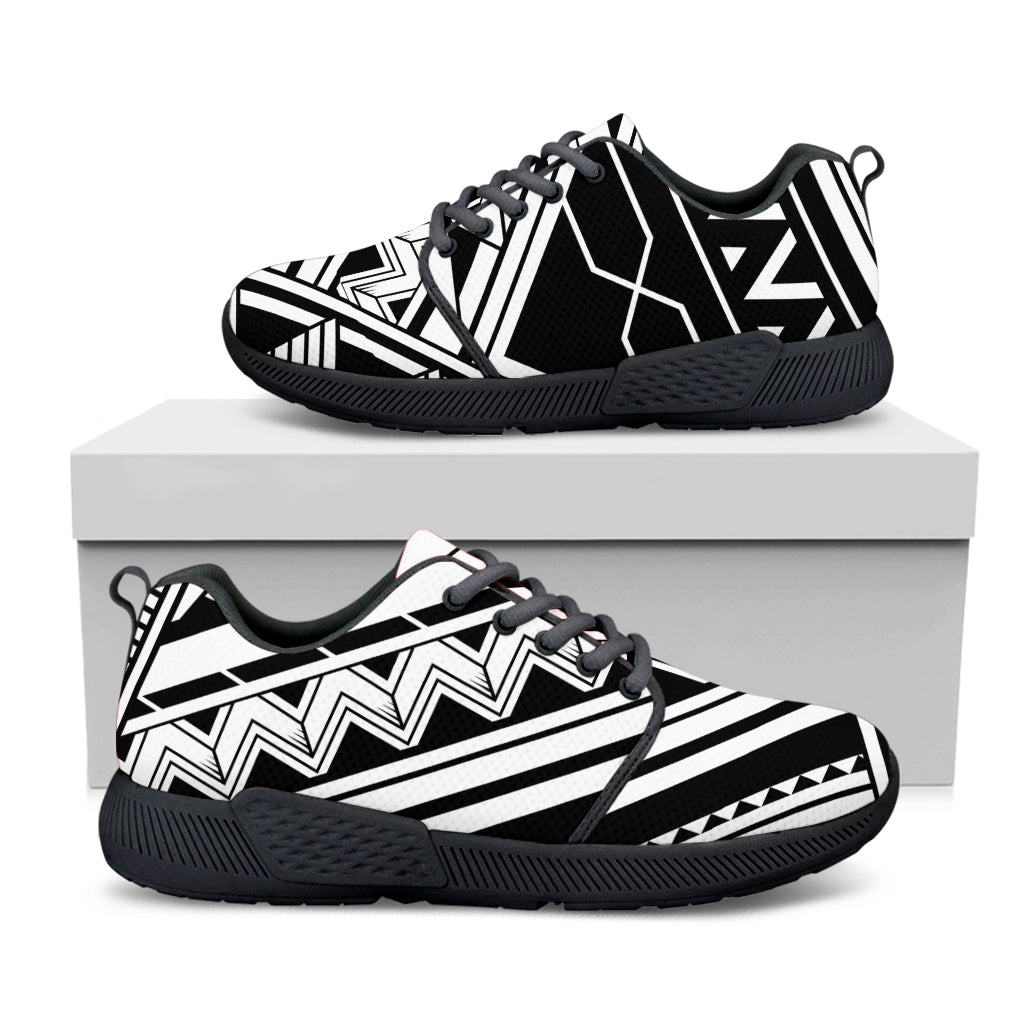 Maori Polynesian Tattoo Pattern Print Black Athletic Shoes