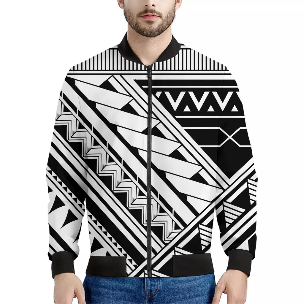 Maori Polynesian Tattoo Pattern Print Men's Bomber Jacket