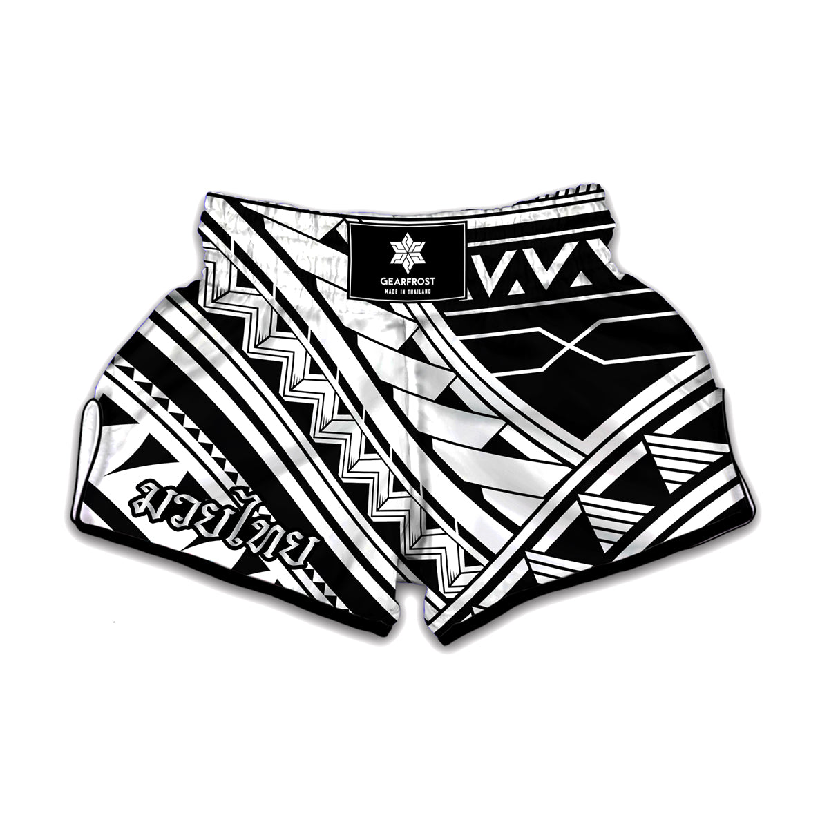 Maori Polynesian Tattoo Pattern Print Muay Thai Boxing Shorts