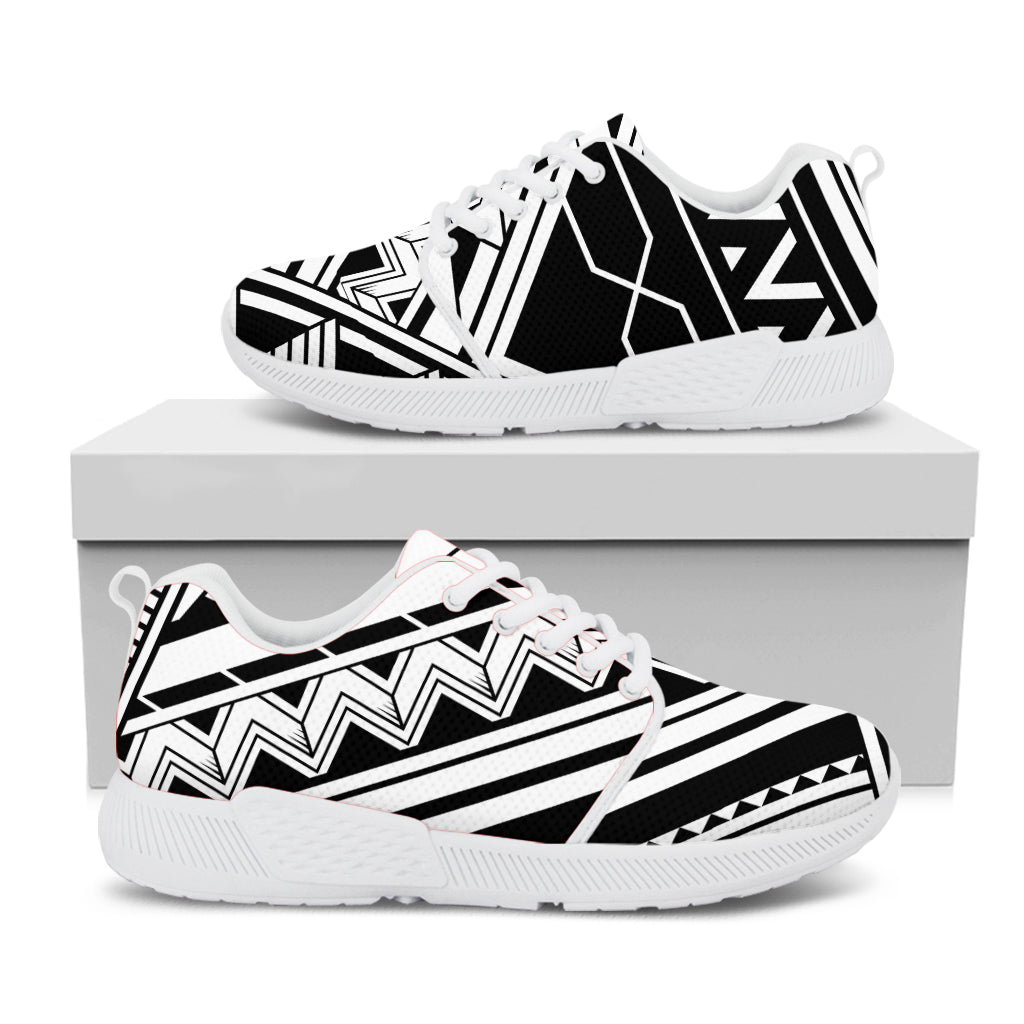 Maori Polynesian Tattoo Pattern Print White Athletic Shoes