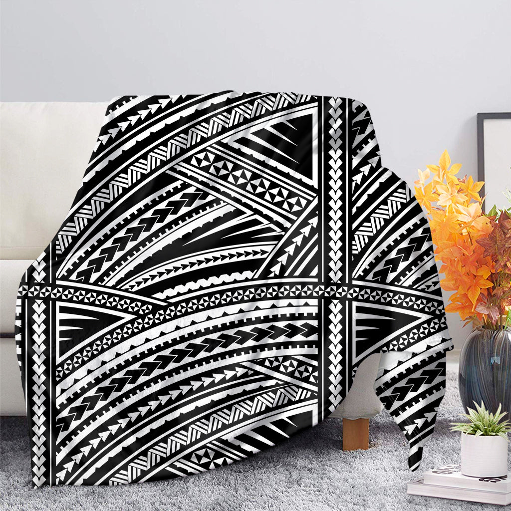 Maori Polynesian Tribal Tattoo Print Blanket