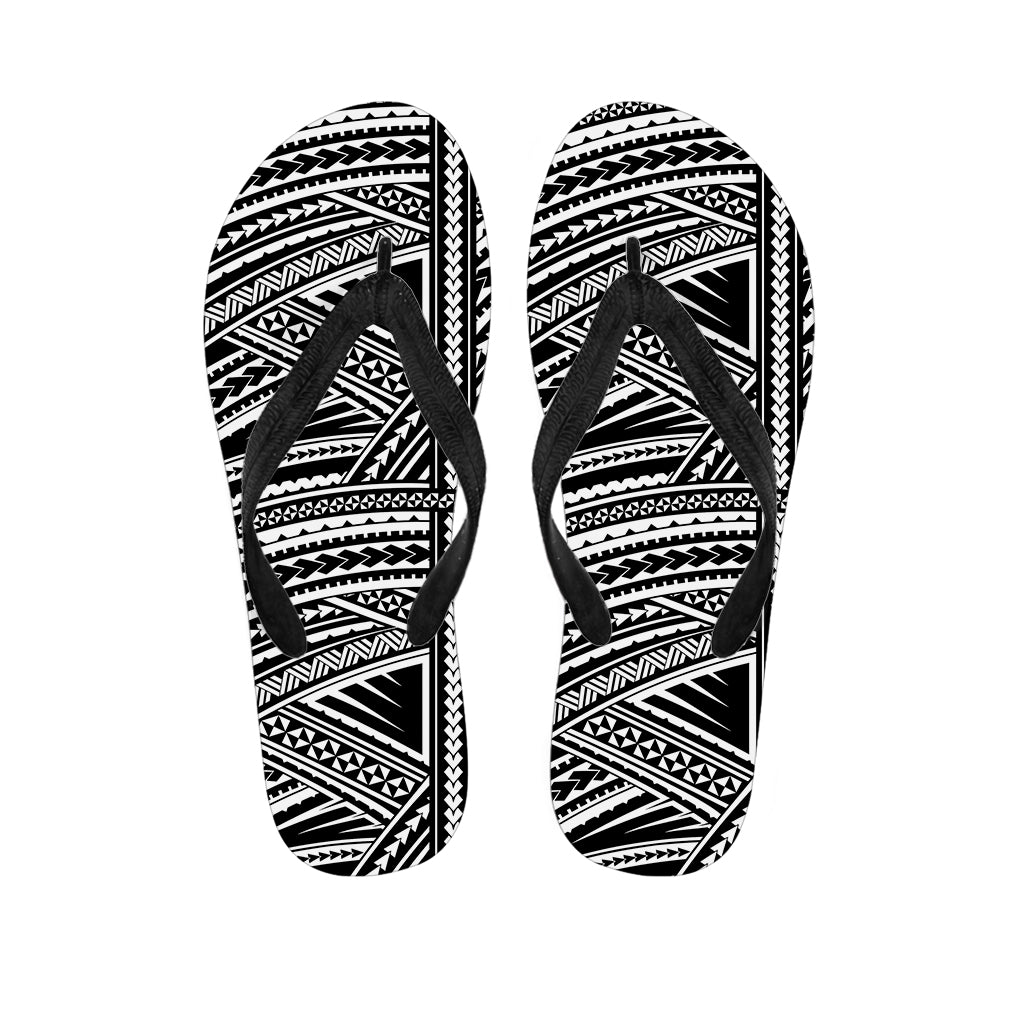 Maori Polynesian Tribal Tattoo Print Flip Flops