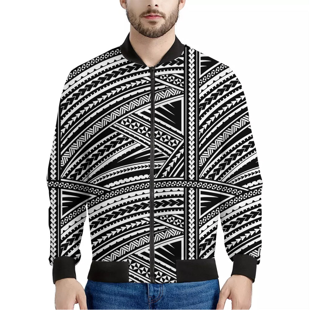 Maori Polynesian Tribal Tattoo Print Men's Bomber Jacket