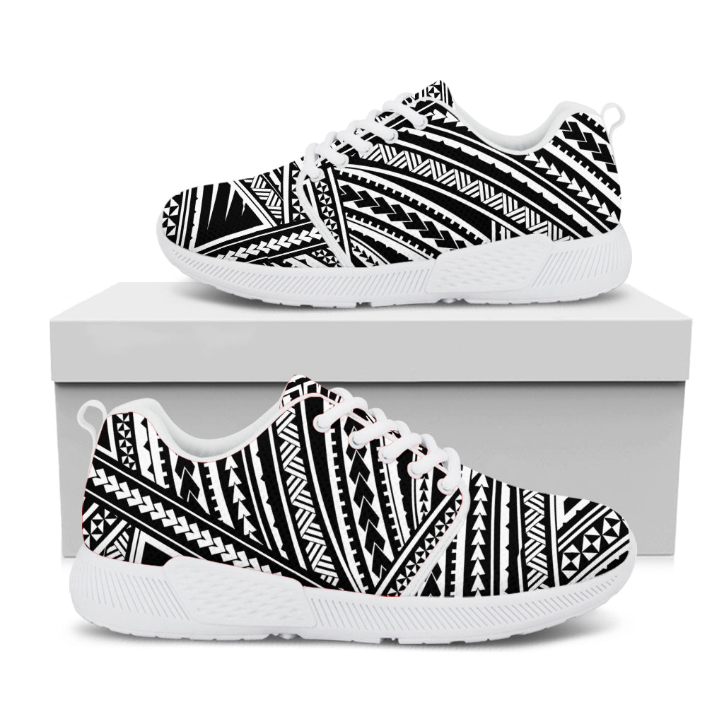 Maori Polynesian Tribal Tattoo Print White Athletic Shoes