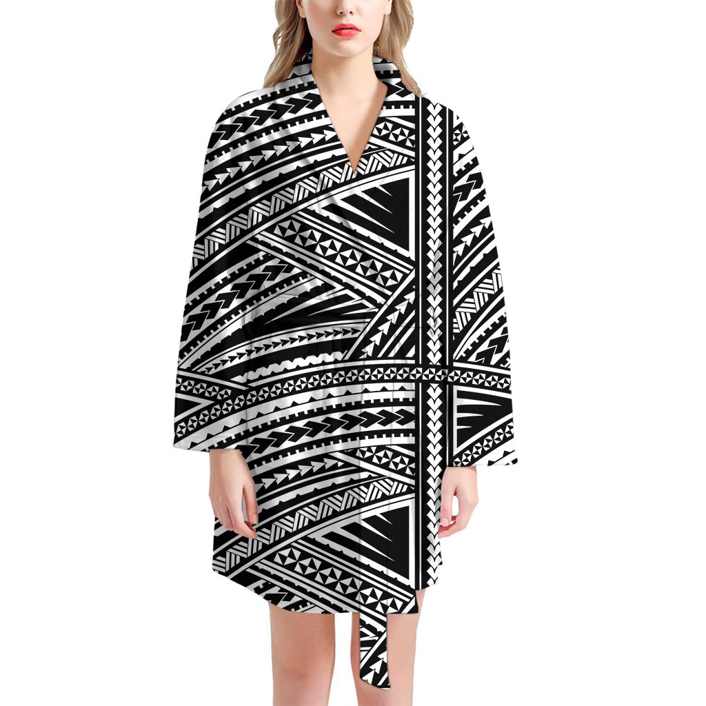 Maori Polynesian Tribal Tattoo Print Women's Bathrobe