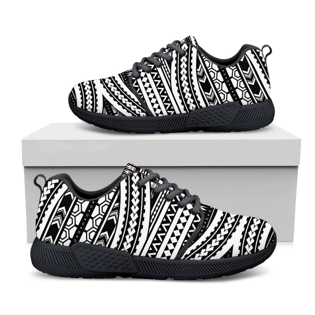 Maori Tattoo Polynesian Tribal Print Black Athletic Shoes