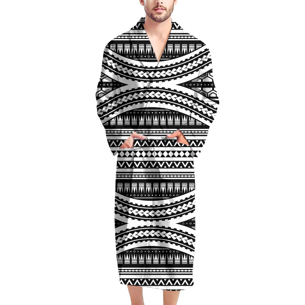 Maori Tattoo Polynesian Tribal Print Men's Bathrobe