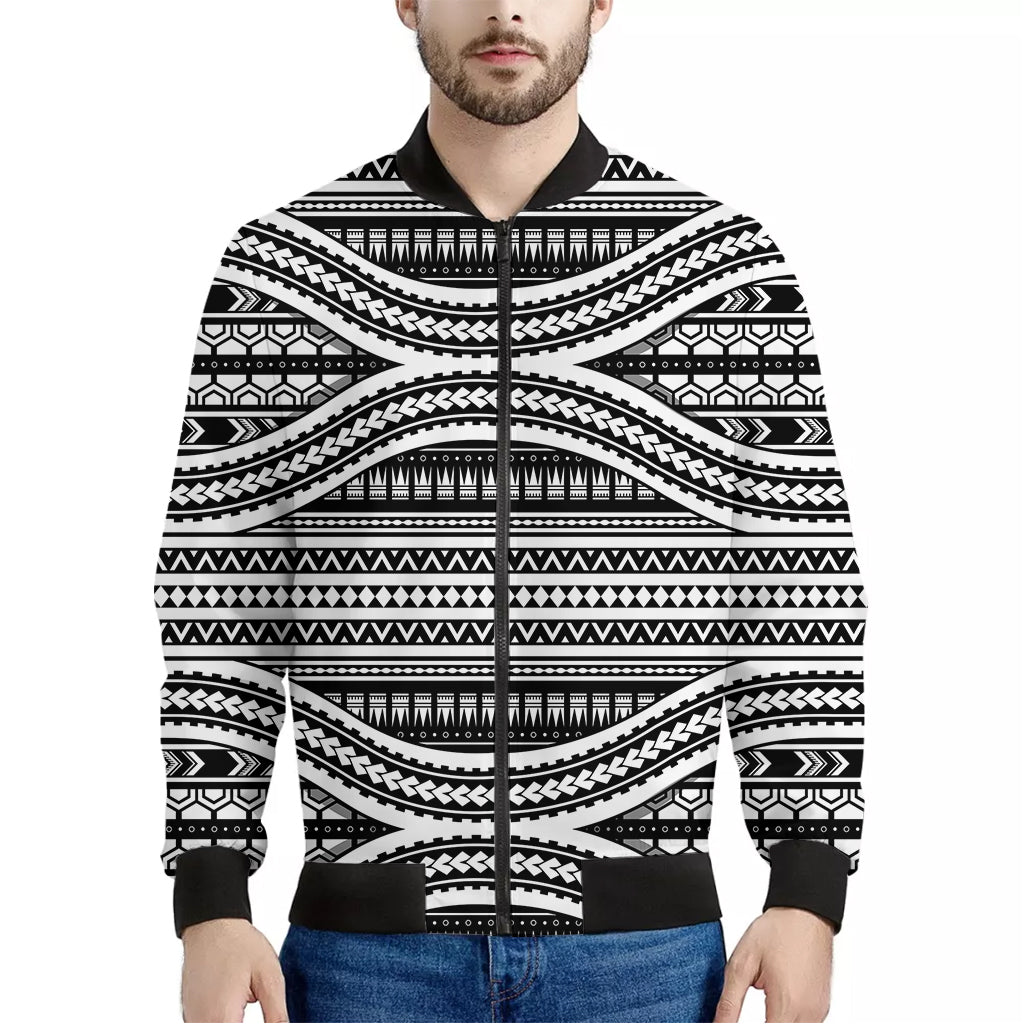 Maori Tattoo Polynesian Tribal Print Men's Bomber Jacket