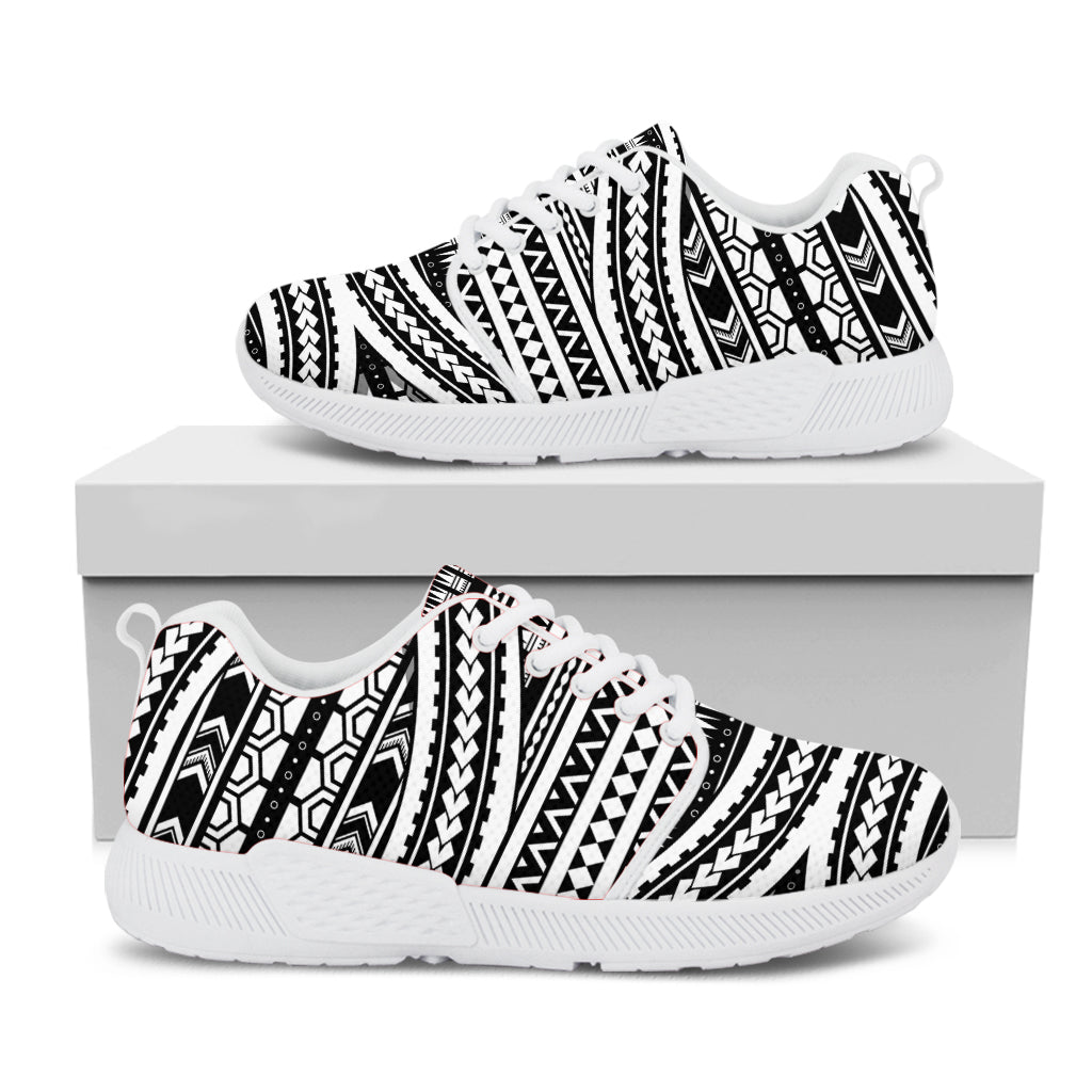 Maori Tattoo Polynesian Tribal Print White Athletic Shoes