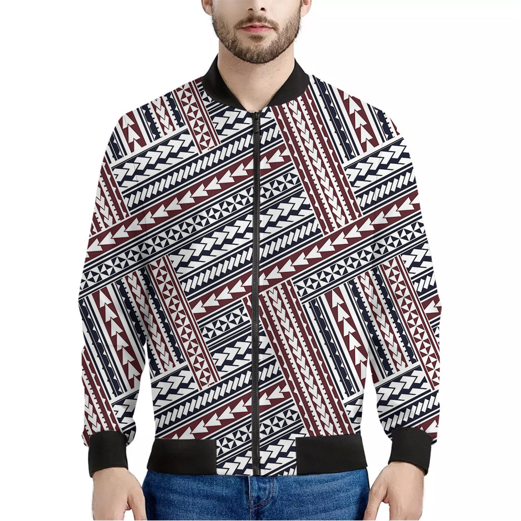 Maori Tribal Pattern Print Men's Bomber Jacket