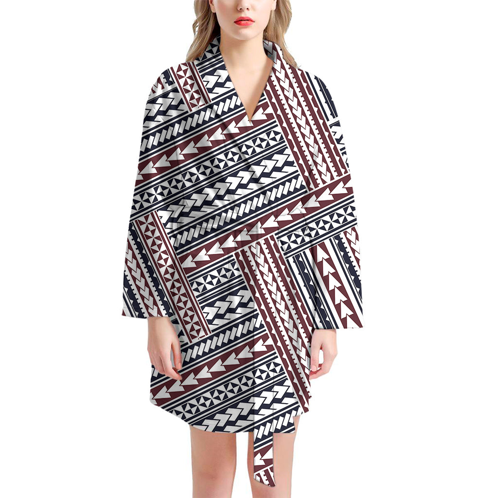 Maori Tribal Pattern Print Women's Bathrobe